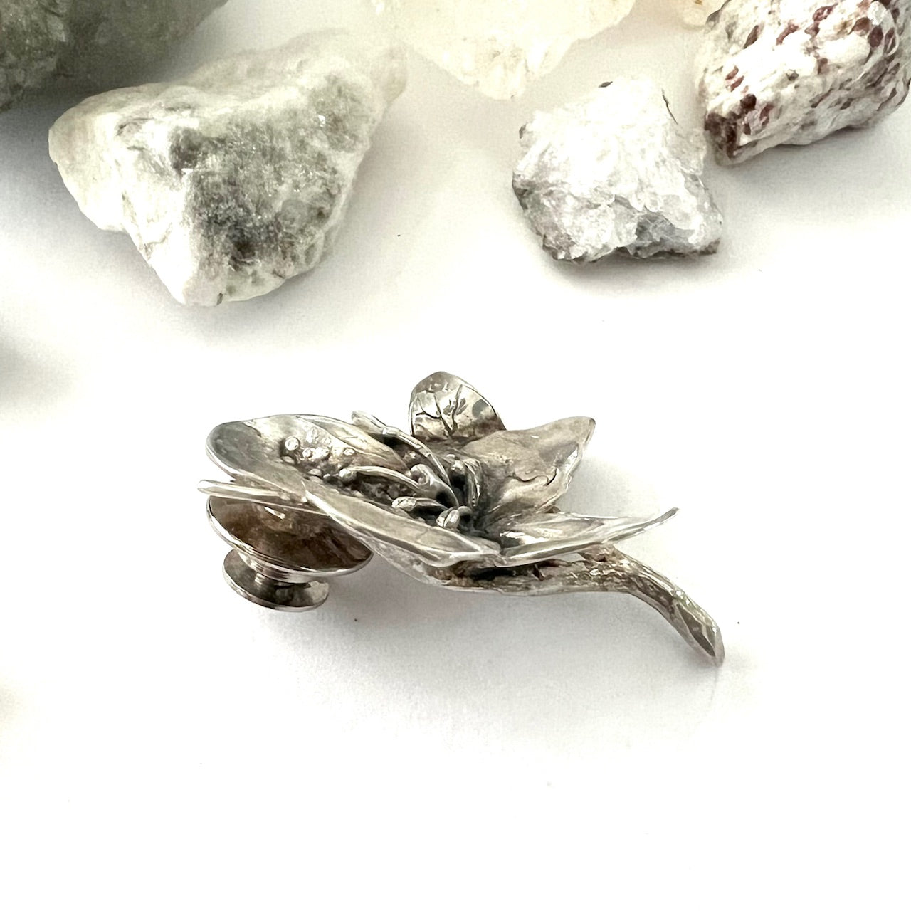 Forget Me Not Vintage Sterling Silver Flower Pin