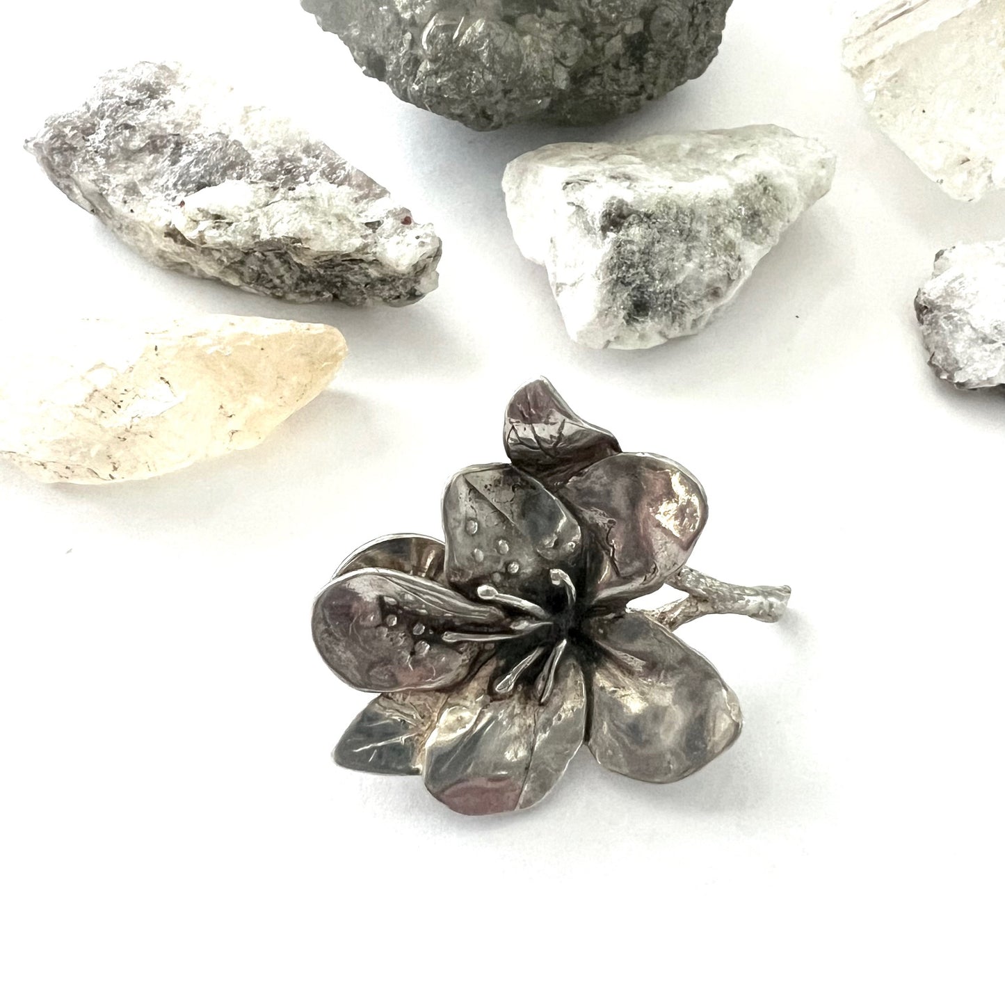Forget Me Not Vintage Sterling Silver Flower Pin