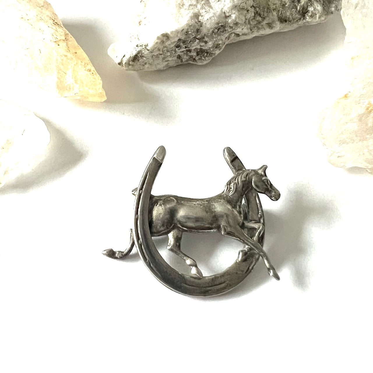 Year of the Horse Vintage Silver Horseshoe Pin