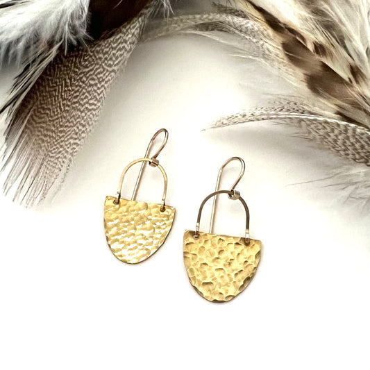 Demimonde Hammered Brass Half Disk earrings