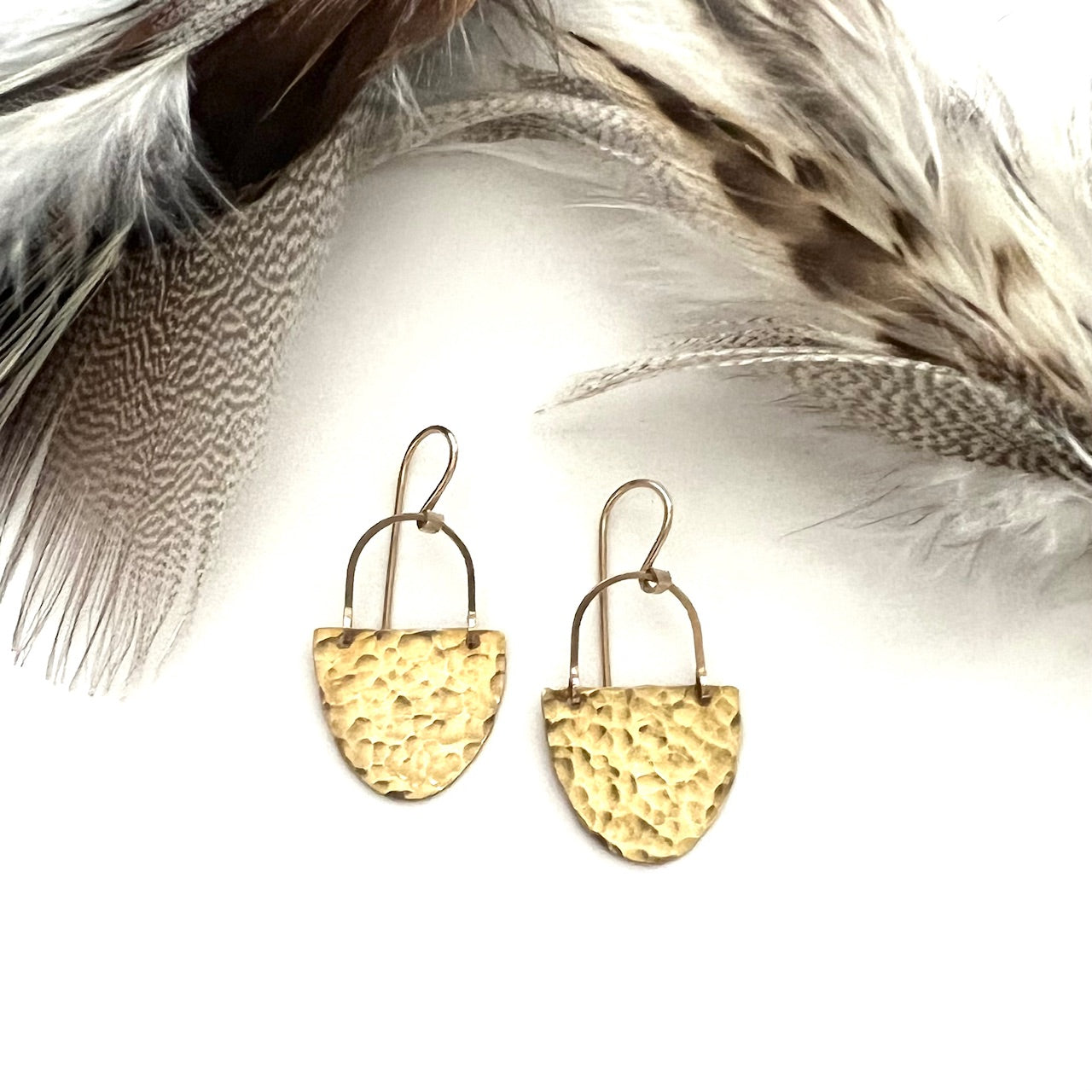 Demimonde Hammered Brass Half Disk earrings
