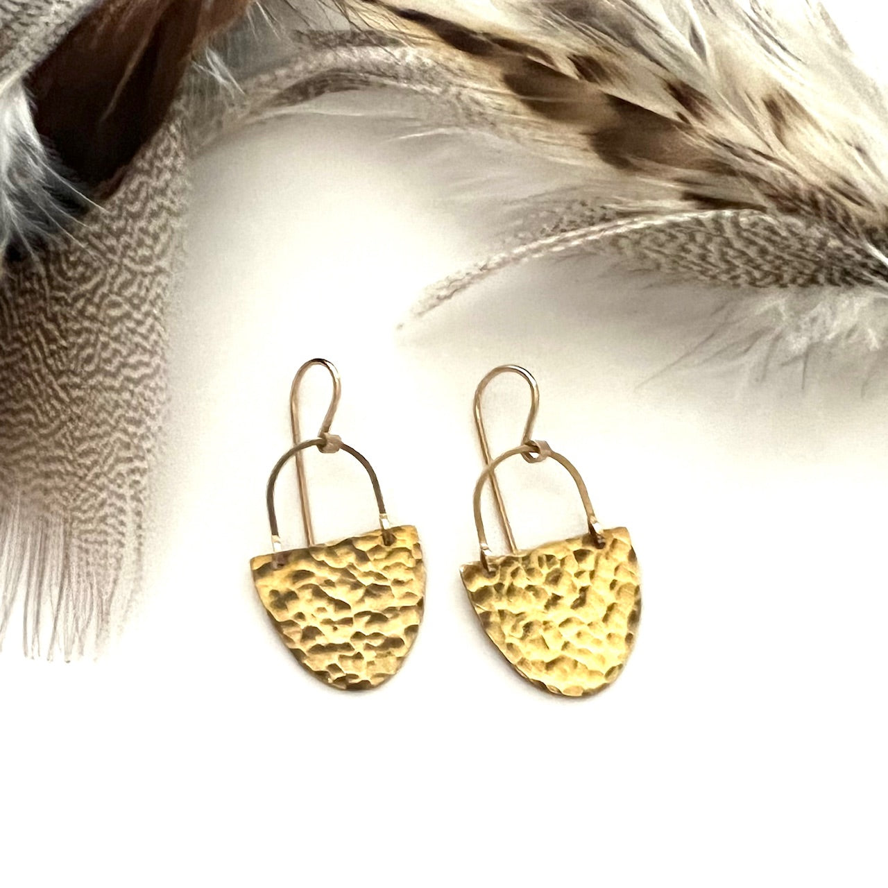 Demimonde Hammered Brass Half Disk earrings