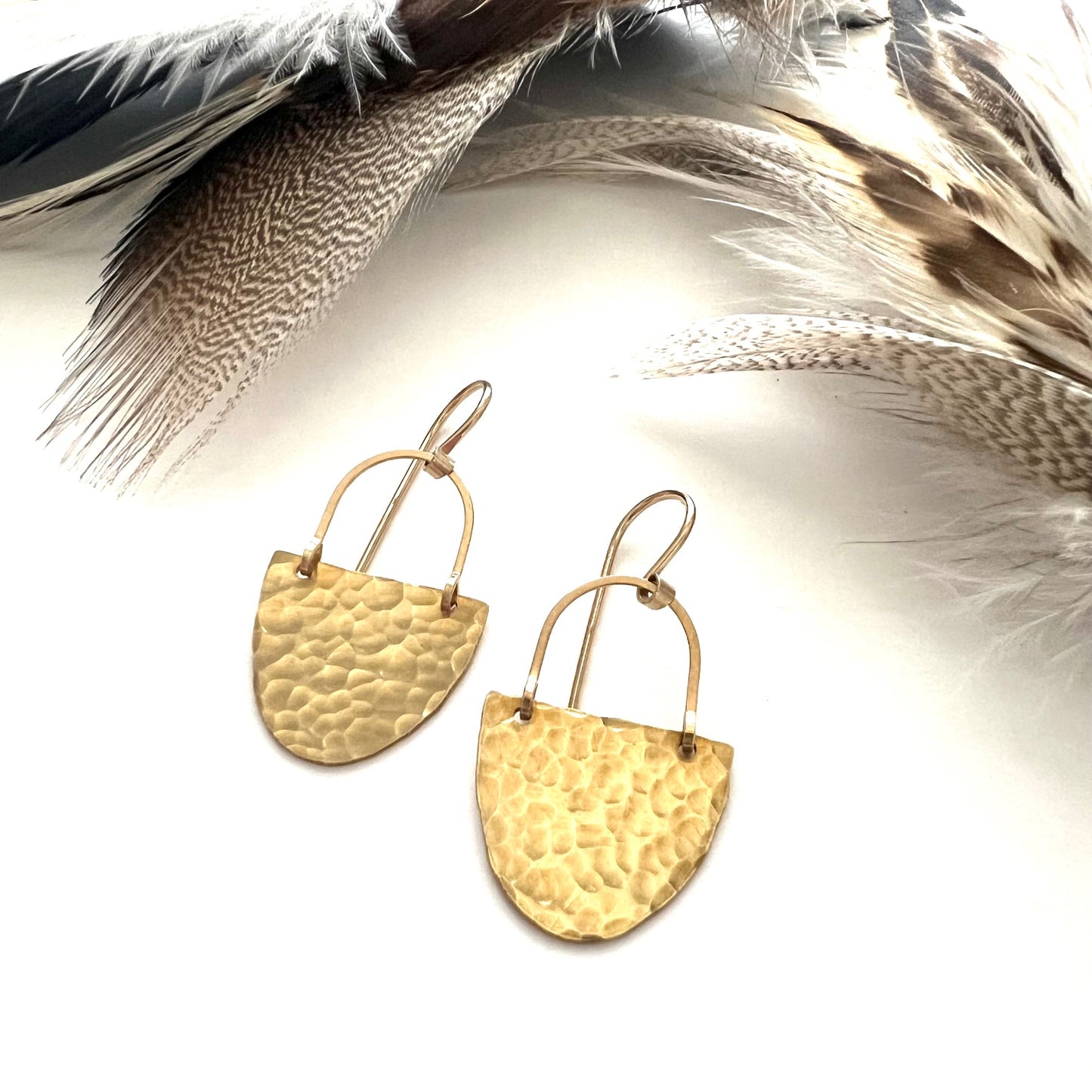 Demimonde Hammered Brass Half Disk earrings