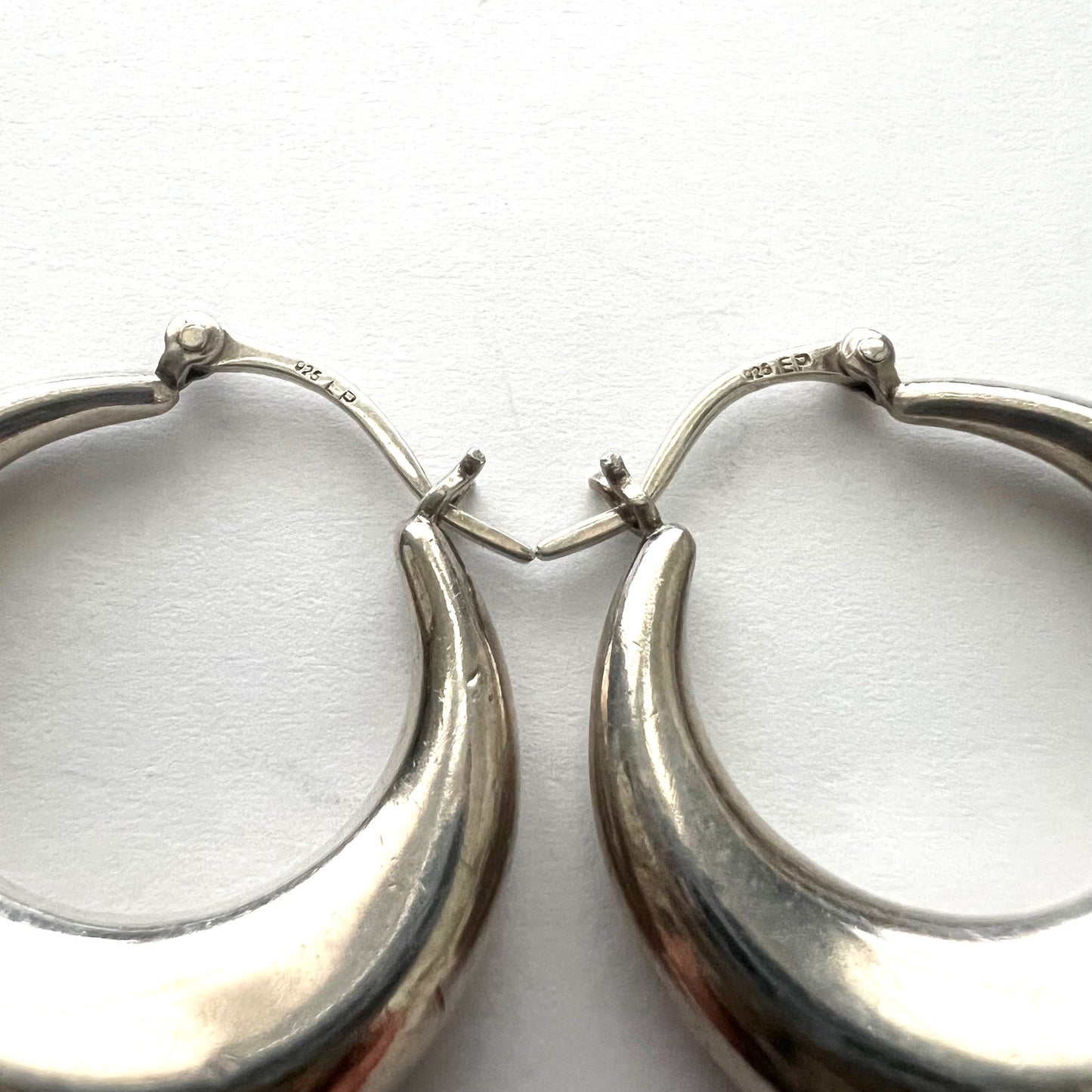 Earthy Sterling Silver Vintage Hoops Earrings