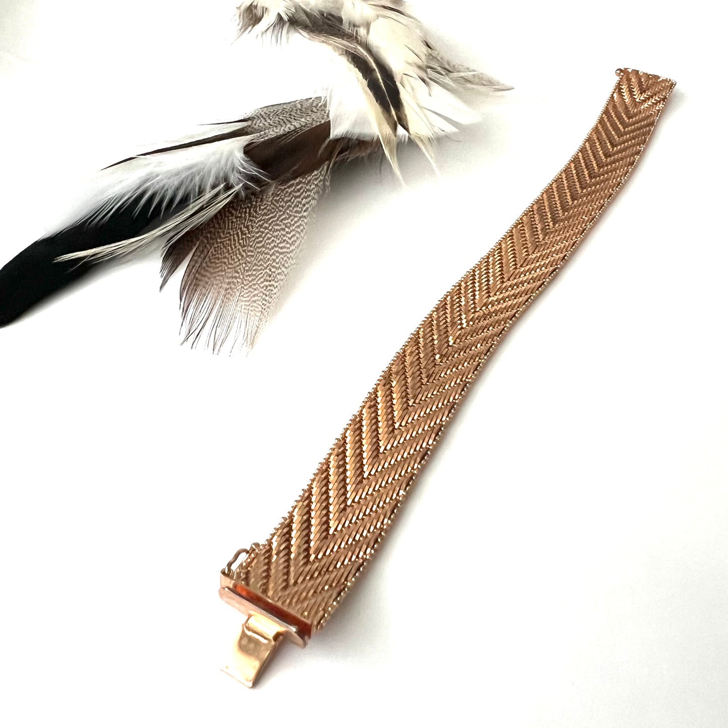Vintage Italian Milor Rose Gold Pated Woven Bronze Bracelet