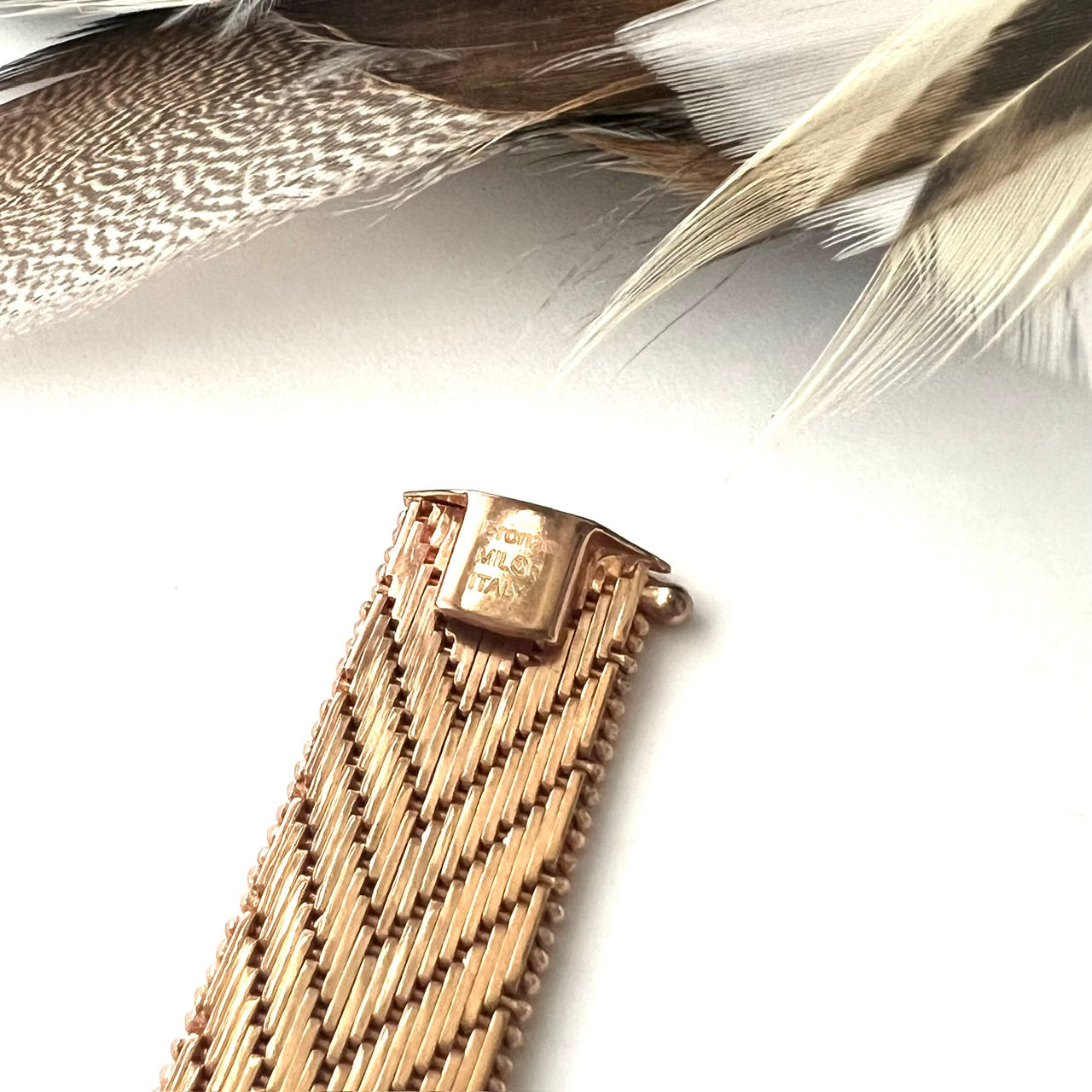 Vintage Italian Milor Rose Gold Pated Woven Bronze Bracelet