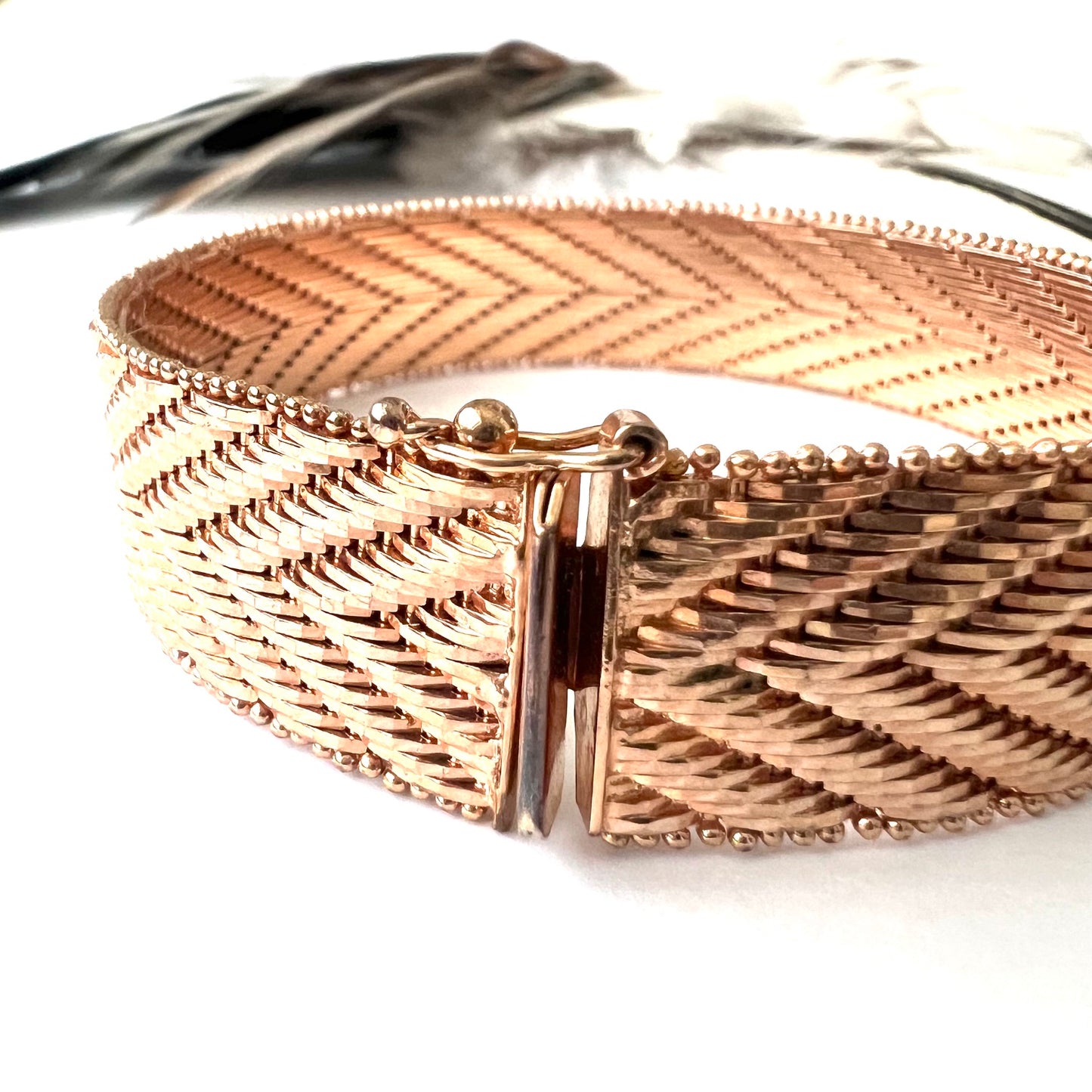 Vintage Italian Milor Rose Gold Pated Woven Bronze Bracelet