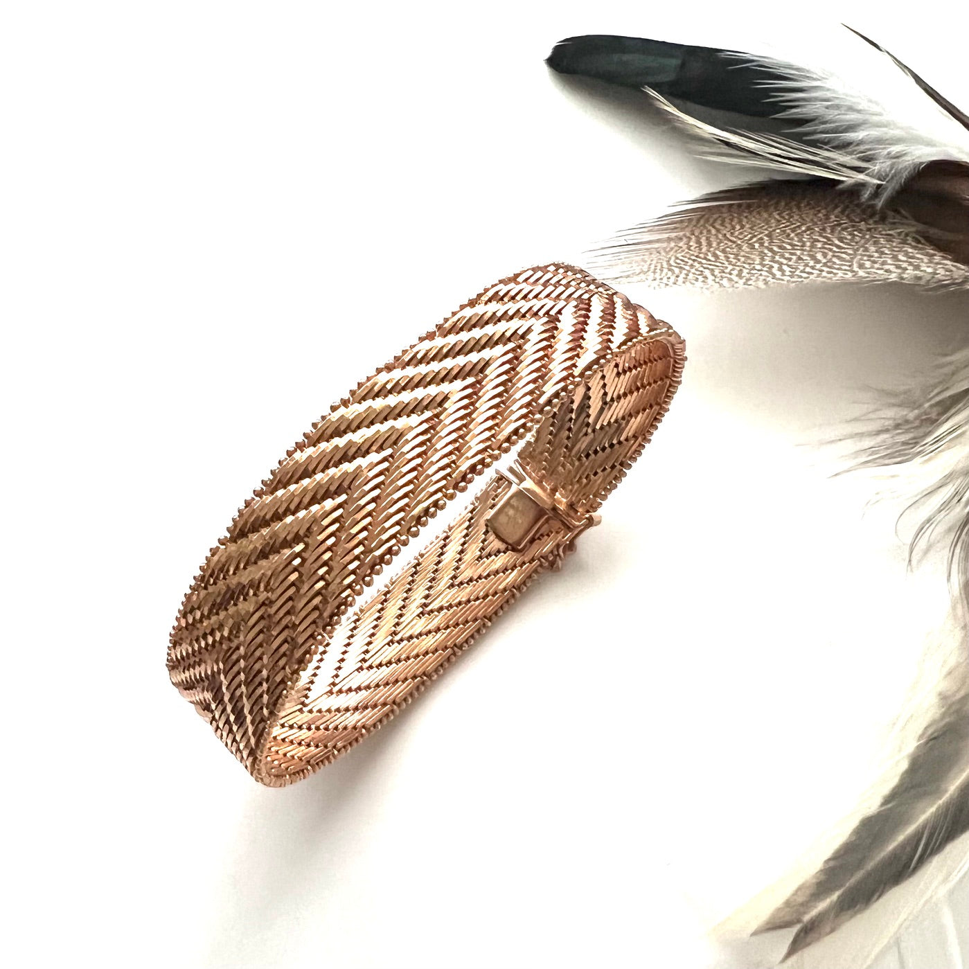 Vintage Italian Milor Rose Gold Pated Woven Bronze Bracelet