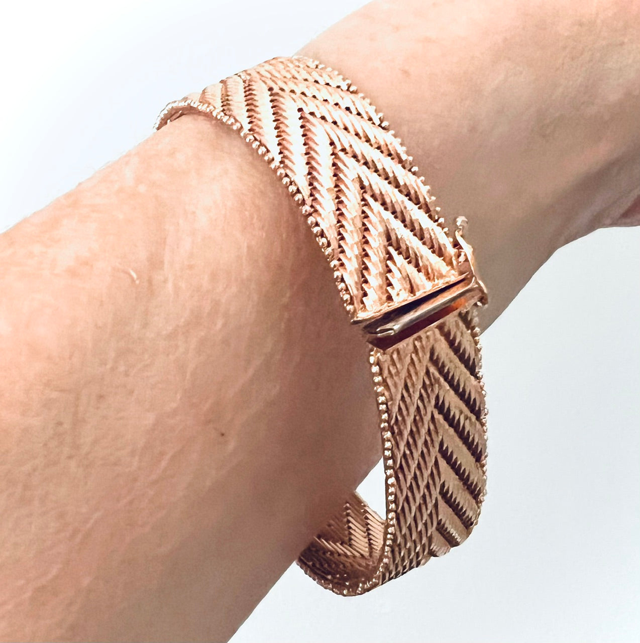 Vintage Italian Milor Rose Gold Pated Woven Bronze Bracelet