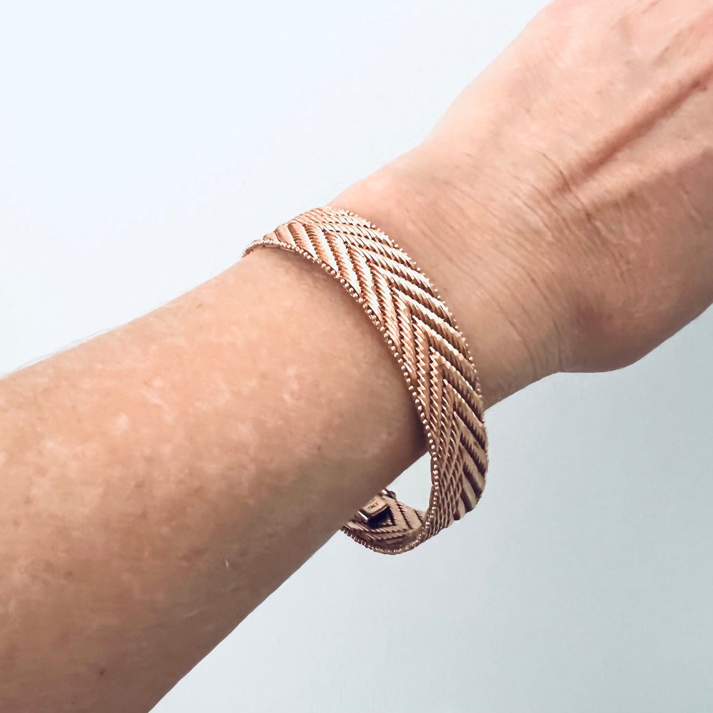 Vintage Italian Milor Rose Gold Pated Woven Bronze Bracelet