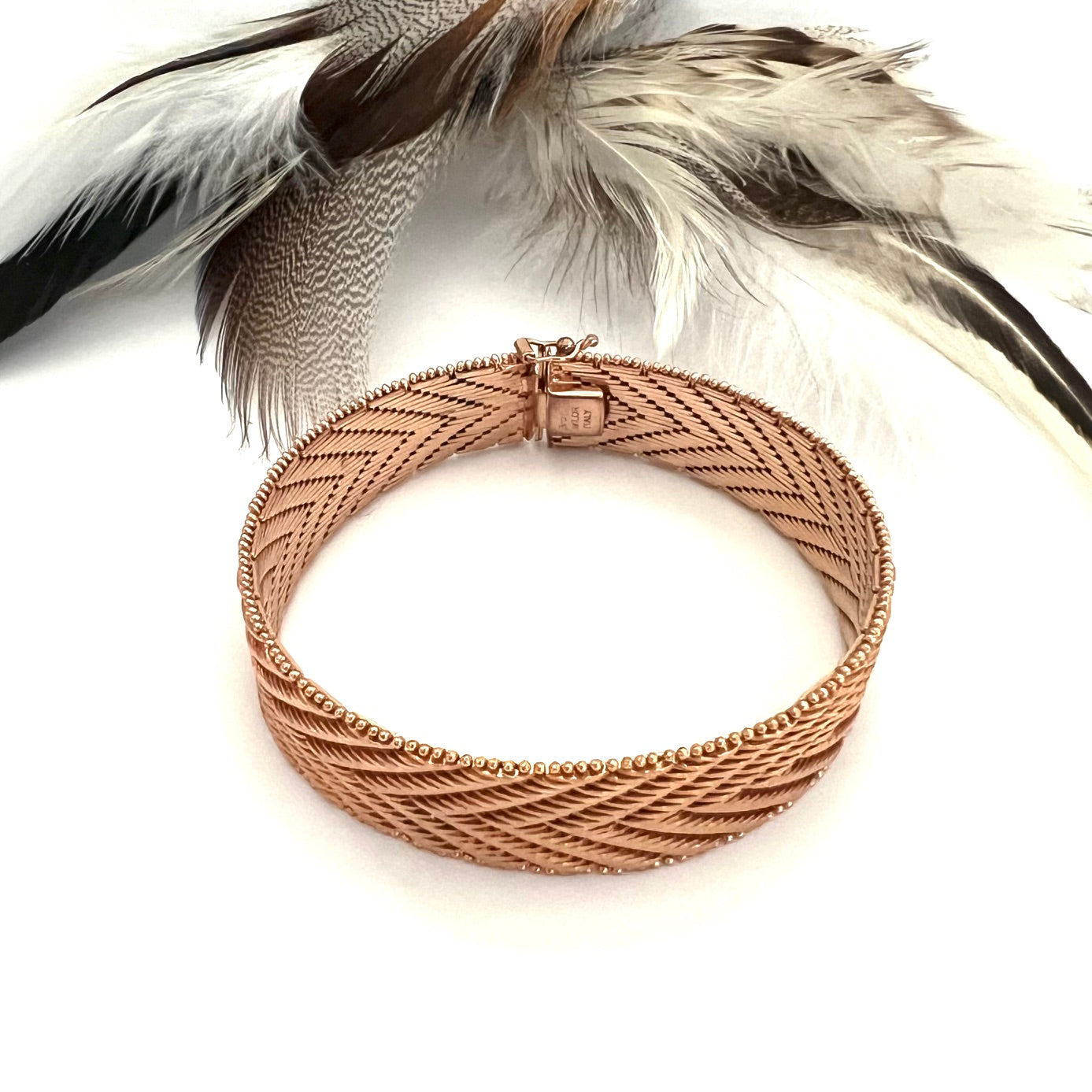 Vintage Italian Milor Rose Gold Pated Woven Bronze Bracelet