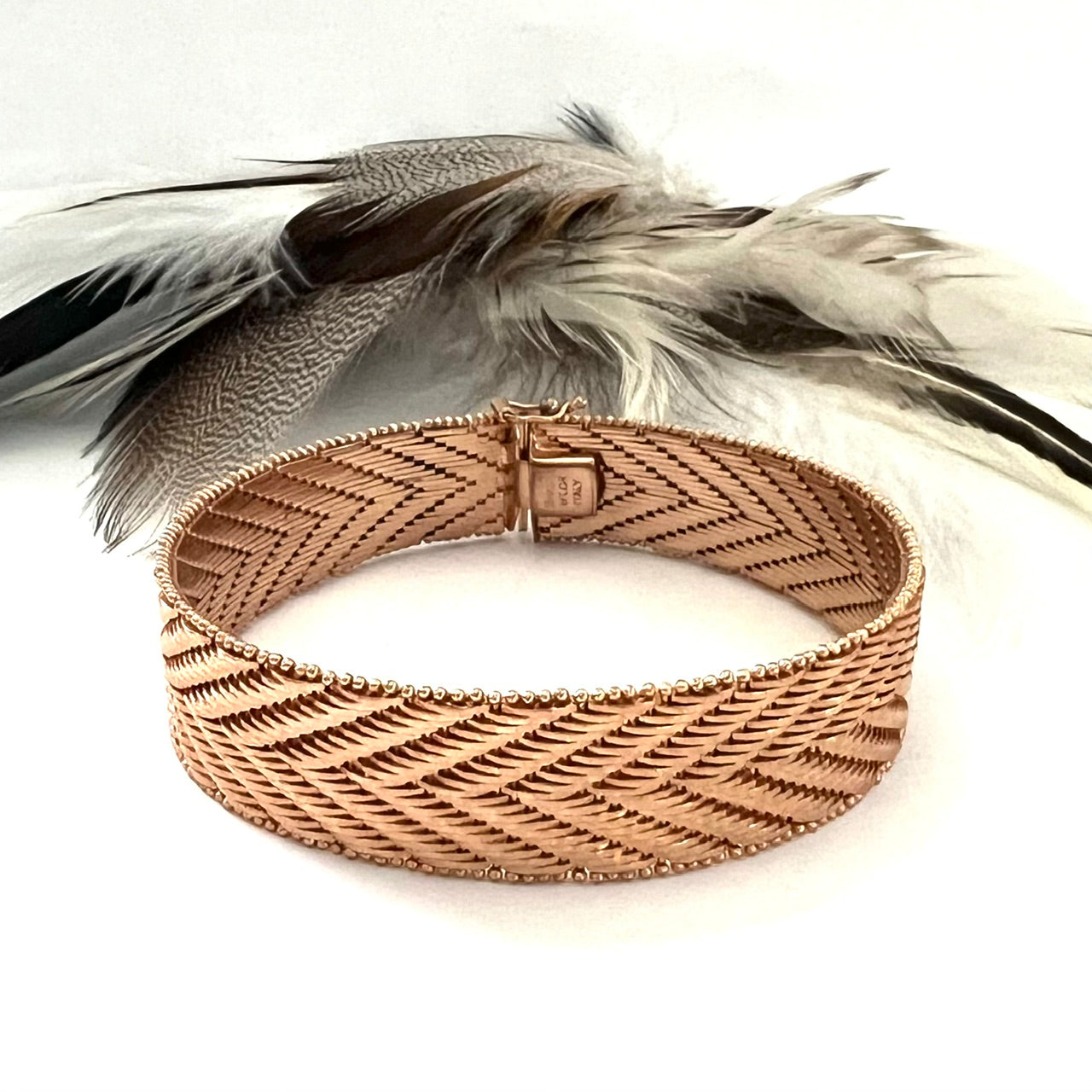 Vintage Italian Milor Rose Gold Pated Woven Bronze Bracelet