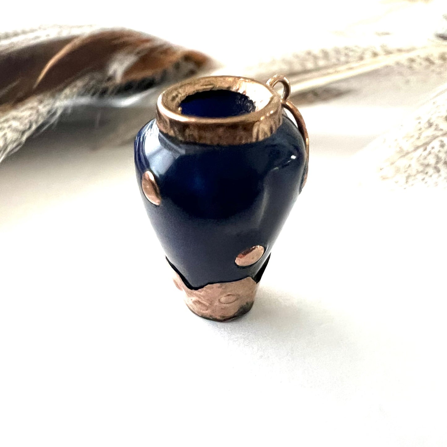 Vintage Italian Mano Figa Murano Cobalt Glass Vase Charm