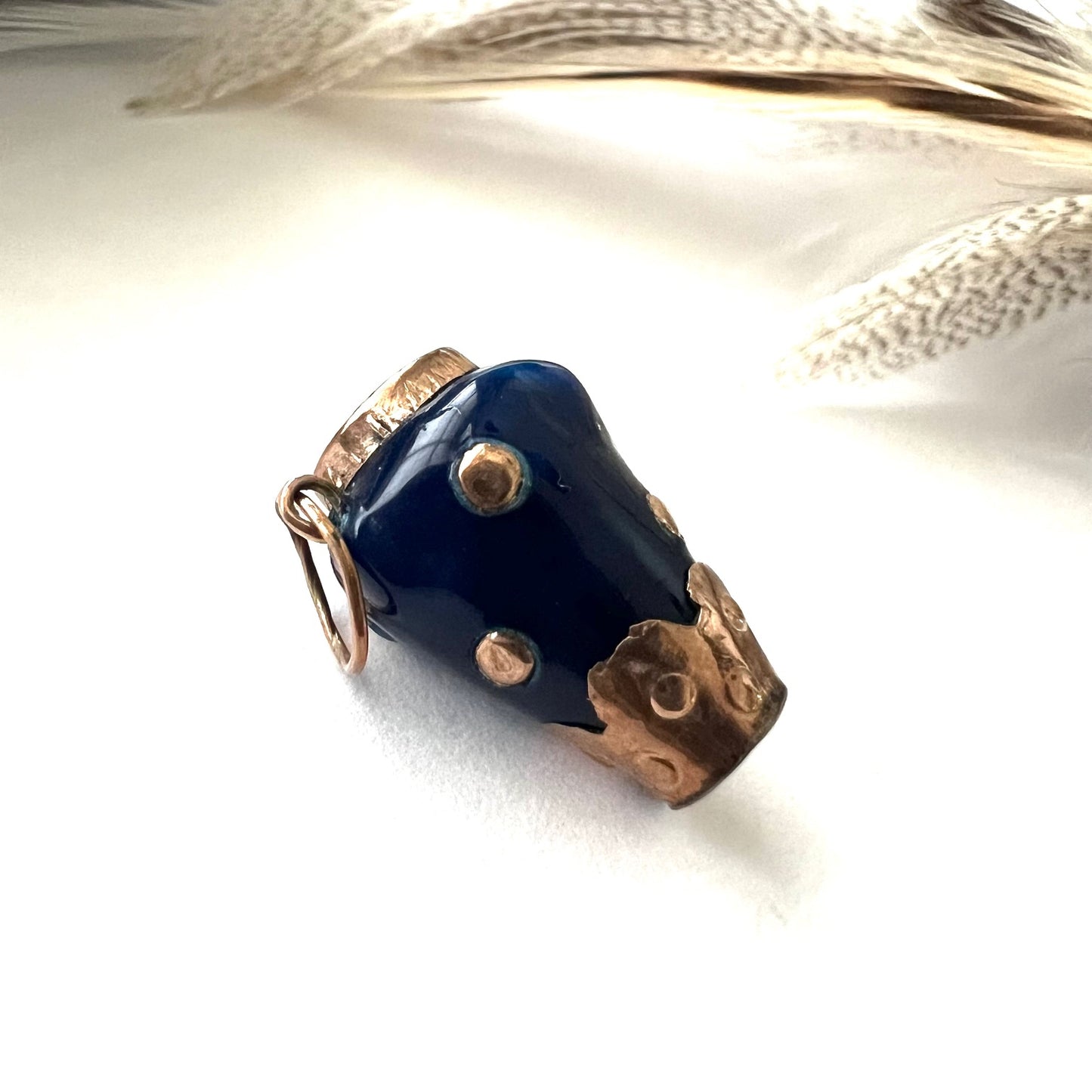Vintage Italian Mano Figa Murano Cobalt Glass Vase Charm