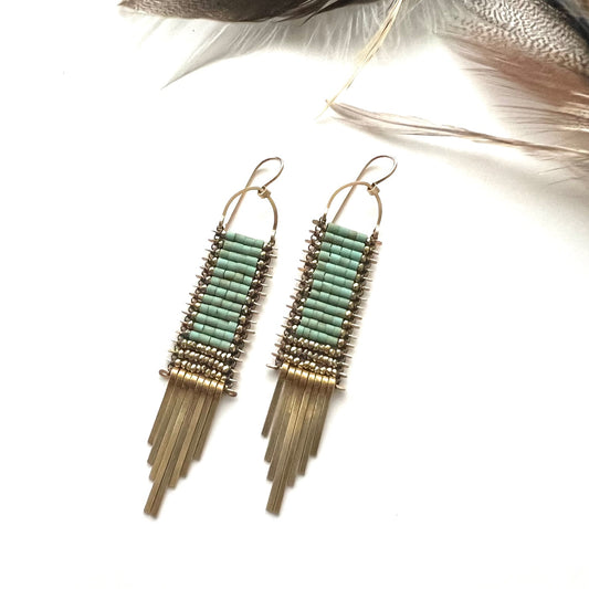 Demimonde Green Turquoise Tapestry Earrings
