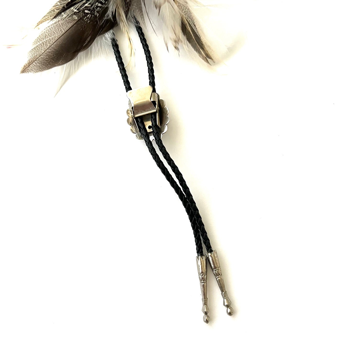 Vintage Turquoise Nugget and Silver Flower Bolo Tie