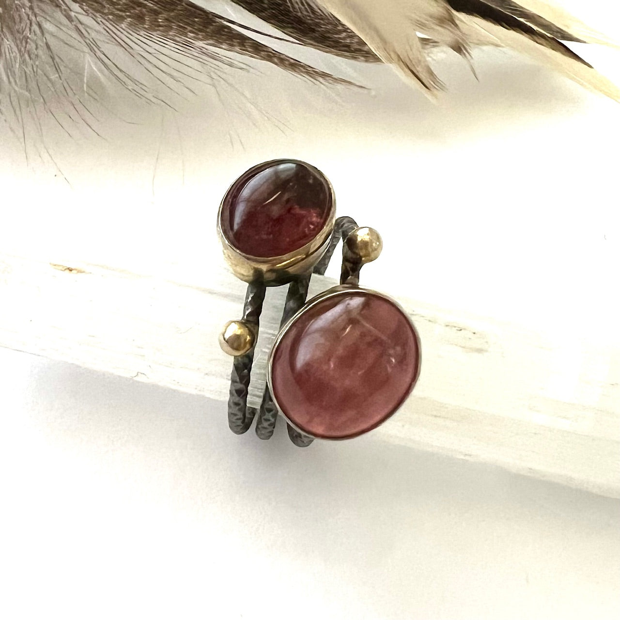 Vintage Pink Tourmaline Art School Ring - size 8