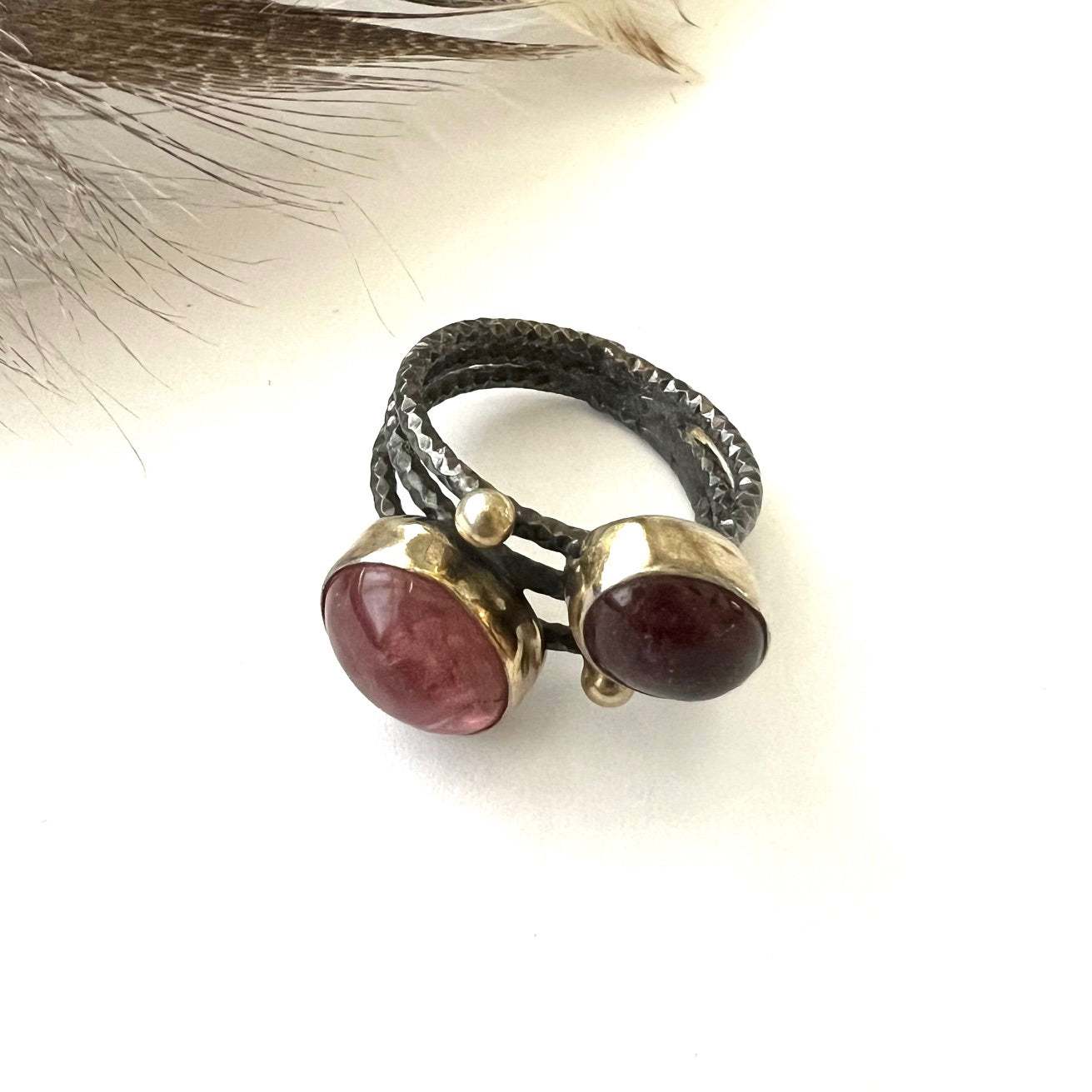 Vintage Pink Tourmaline Art School Ring - size 8