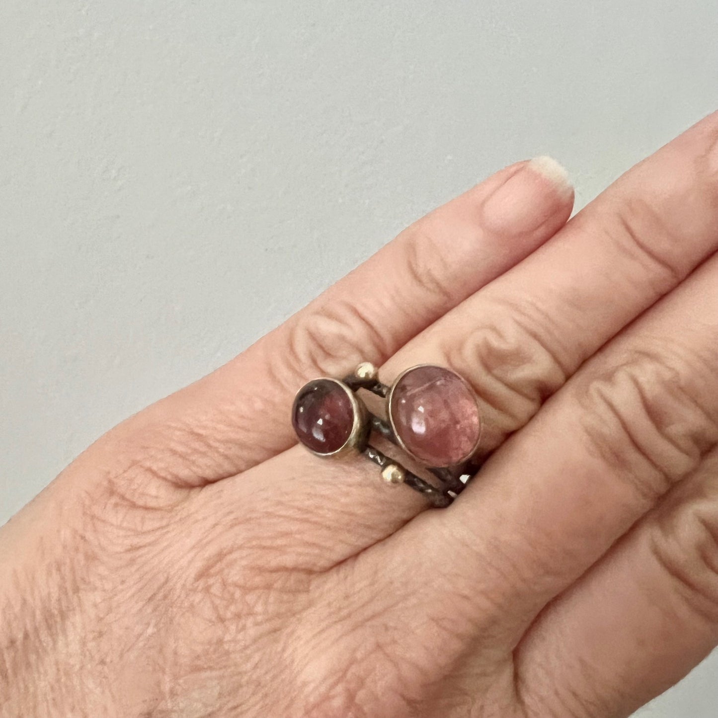 Vintage Pink Tourmaline Art School Ring - size 8