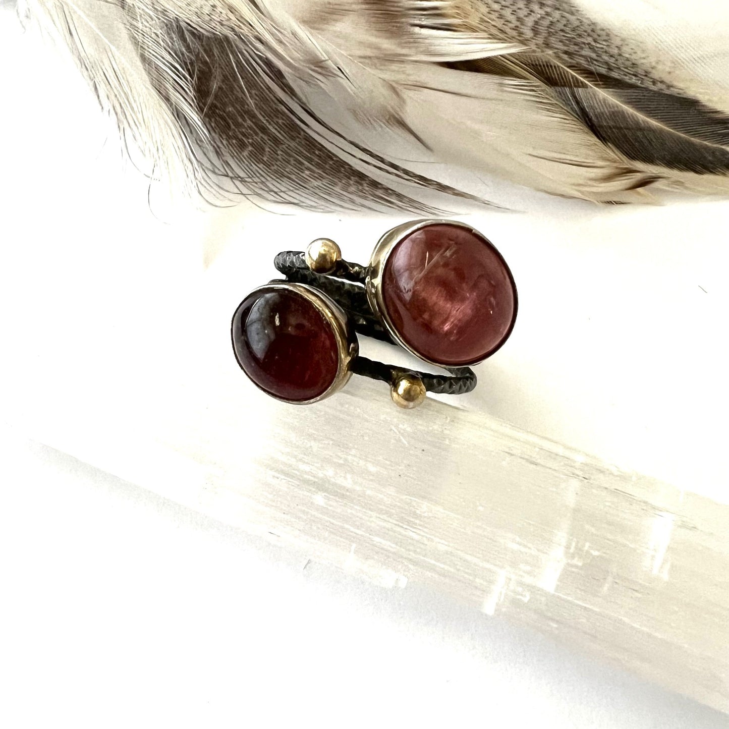 Vintage Pink Tourmaline Art School Ring - size 8