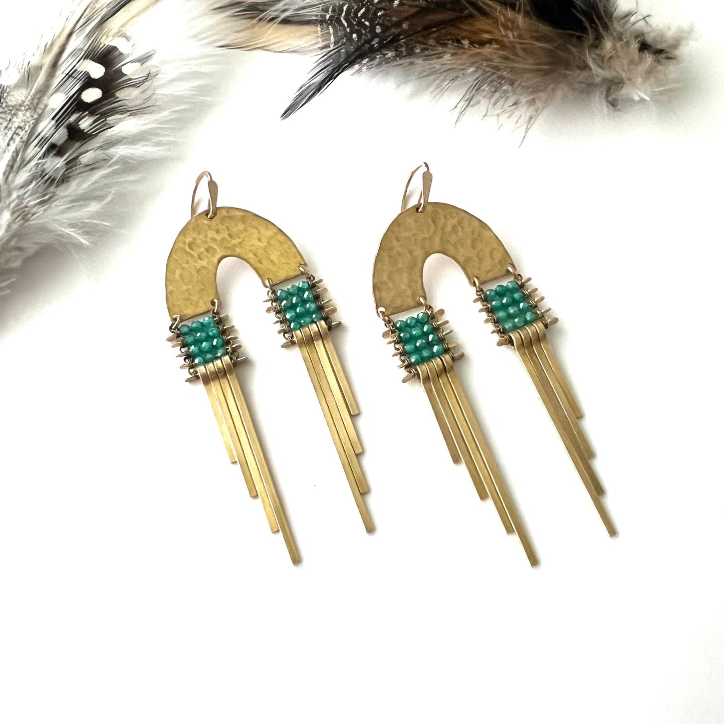 Arcus Doube Fringe Earrings with Green Amazonite