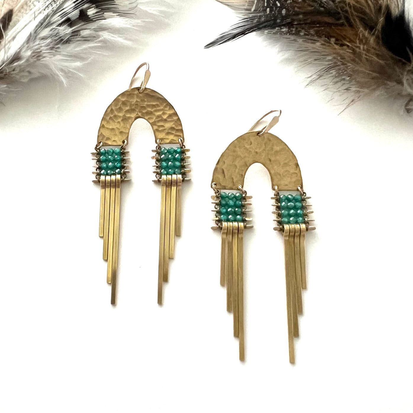 Arcus Doube Fringe Earrings with Green Amazonite
