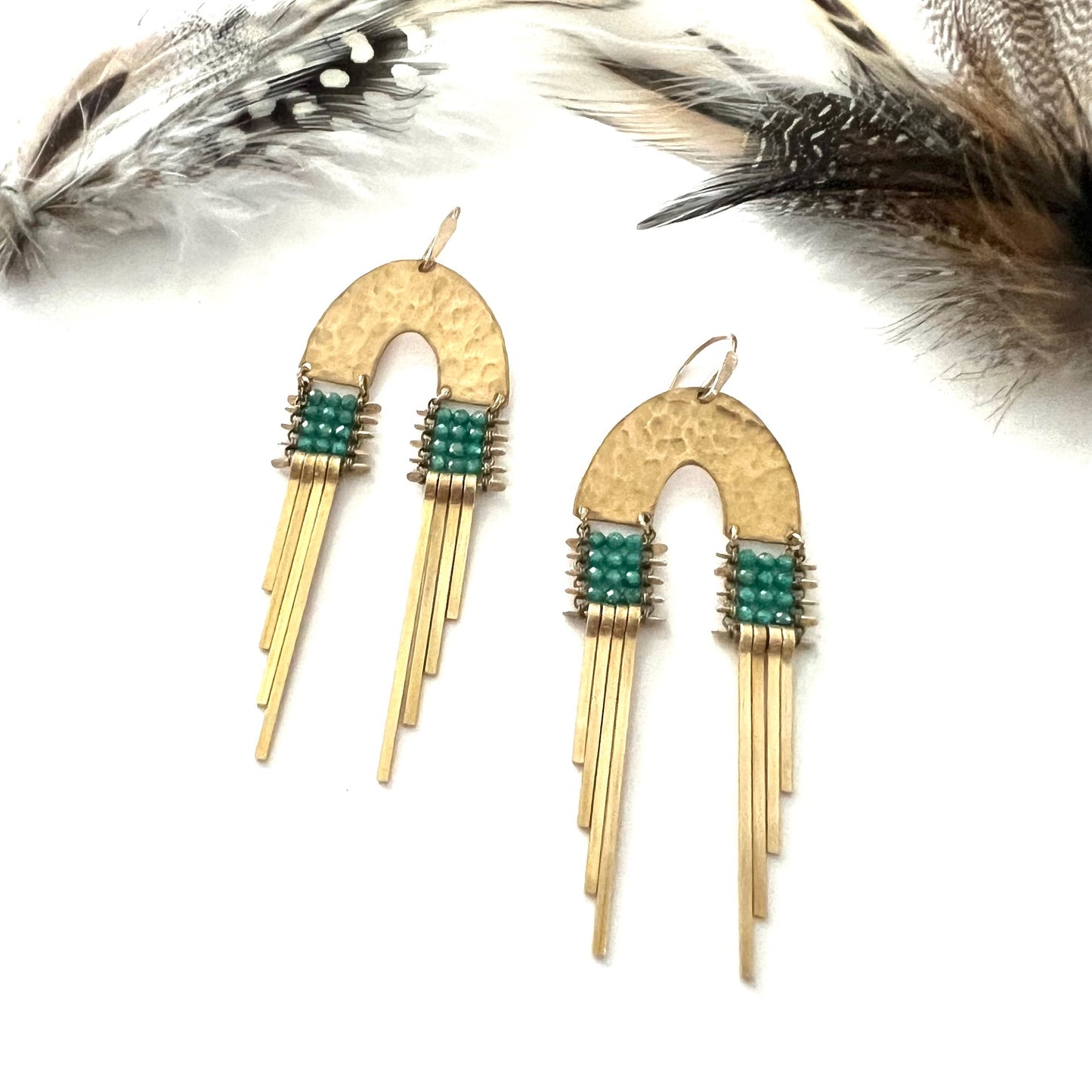 Arcus Doube Fringe Earrings with Green Amazonite