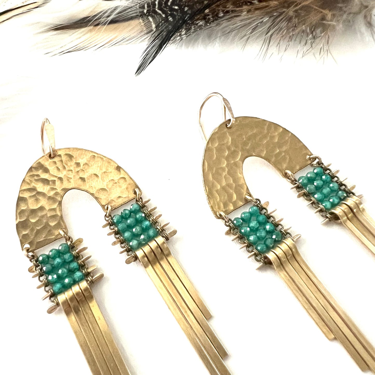 Arcus Doube Fringe Earrings with Green Amazonite