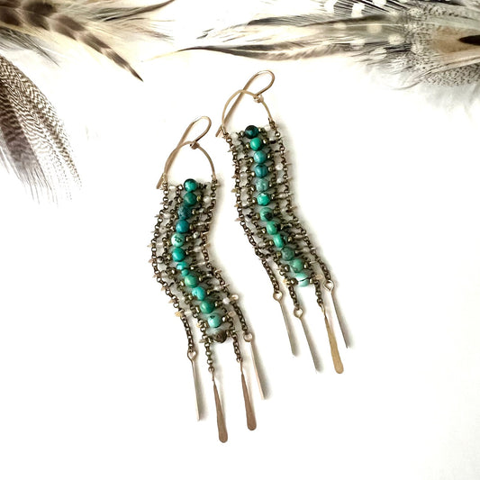 Demimonde Turquoise and Rutile Quartz Sky Dancer Earrings