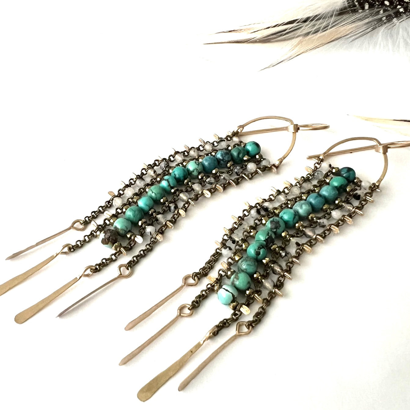 Demimonde Turquoise and Rutile Quartz Sky Dancer Earrings