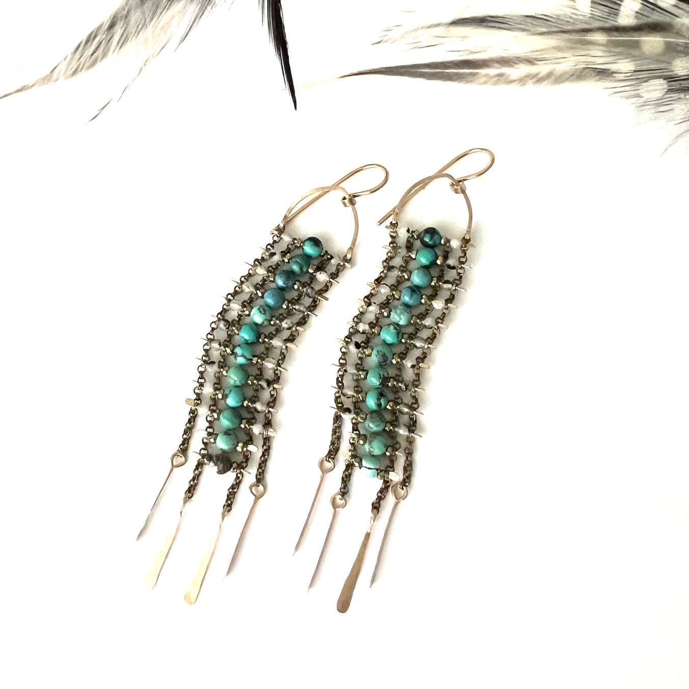 Demimonde Turquoise and Rutile Quartz Sky Dancer Earrings