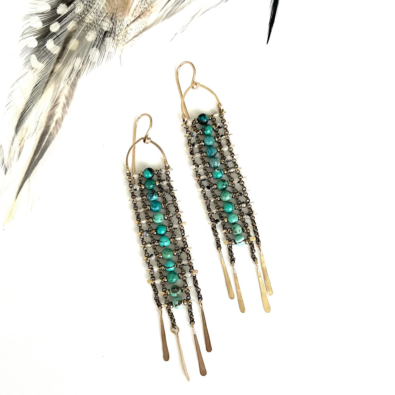 Demimonde Turquoise and Rutile Quartz Sky Dancer Earrings