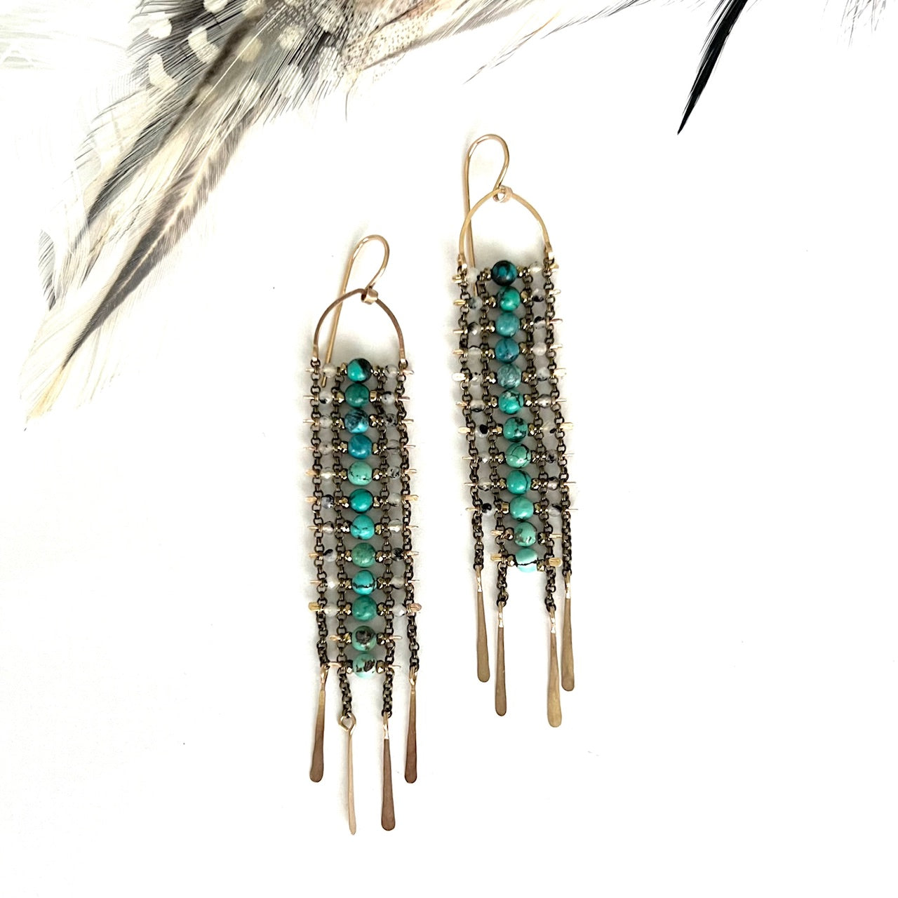 Demimonde Turquoise and Rutile Quartz Sky Dancer Earrings
