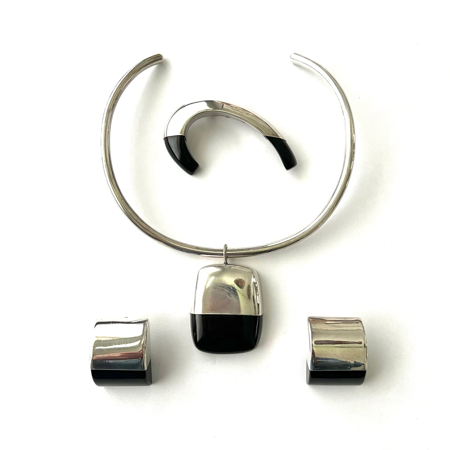 Vintage Sterling Silver and Resin Modernist Jewelry Set