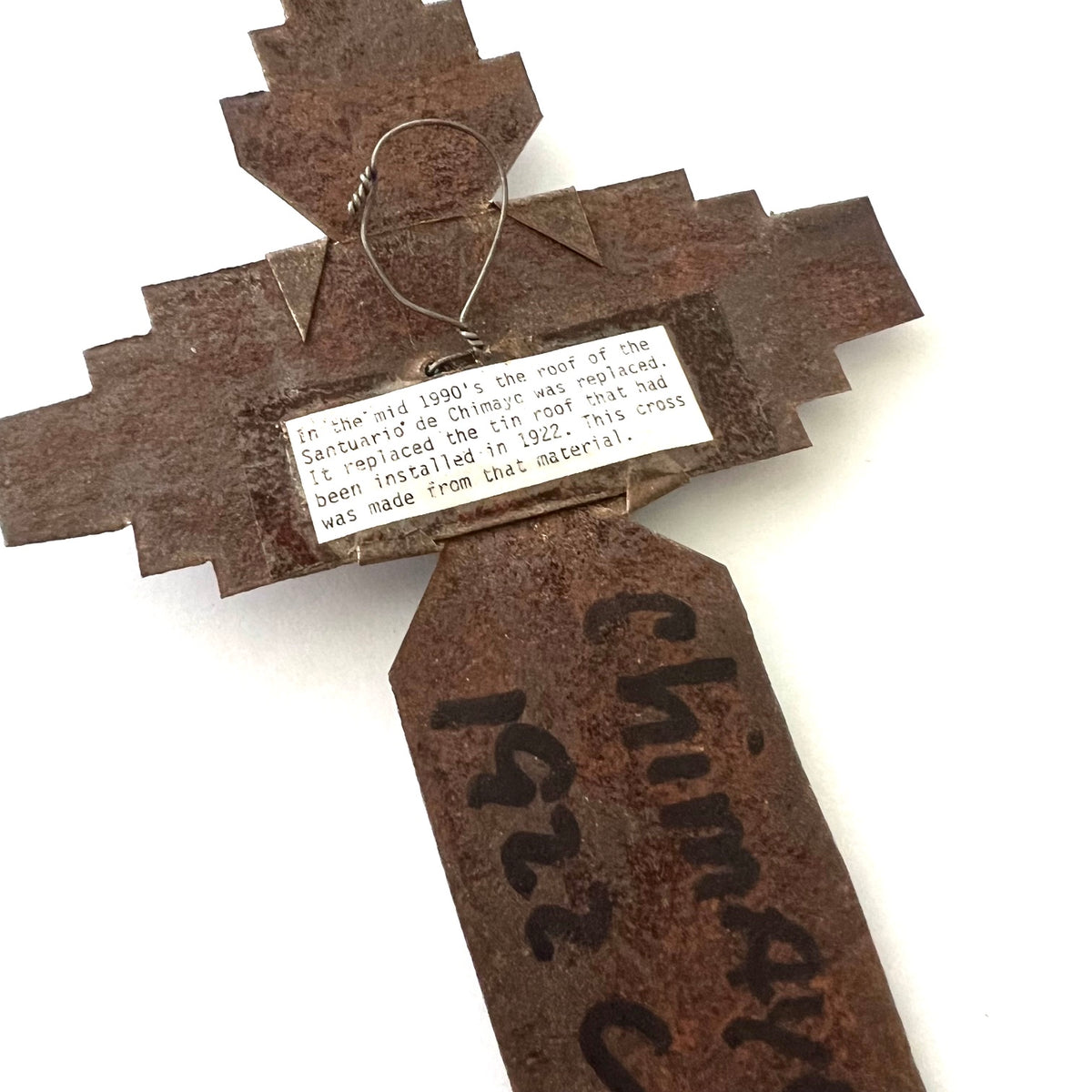 Vintage Rusted Tin and Turquoise Chimayo Cross
