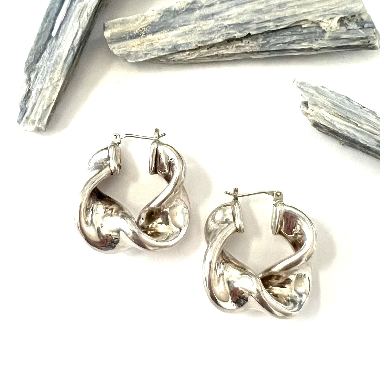 Vintage Chunky Twisty Sterling Silver Post Hoops