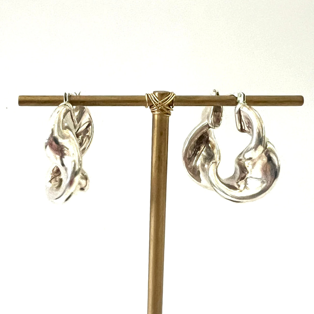 Vintage Chunky Twisty Sterling Silver Post Hoops