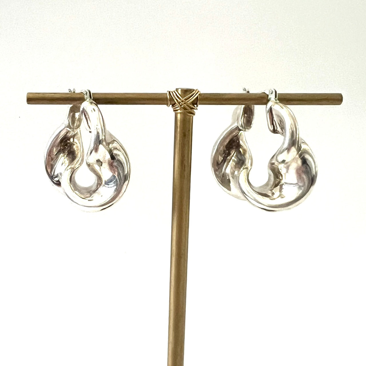 Vintage Chunky Twisty Sterling Silver Post Hoops