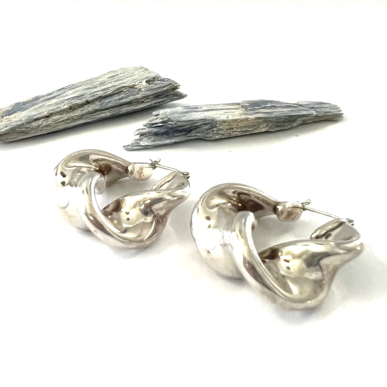 Vintage Chunky Twisty Sterling Silver Post Hoops