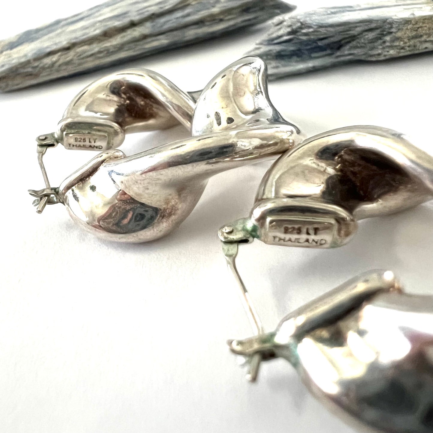 Vintage Chunky Twisty Sterling Silver Post Hoops