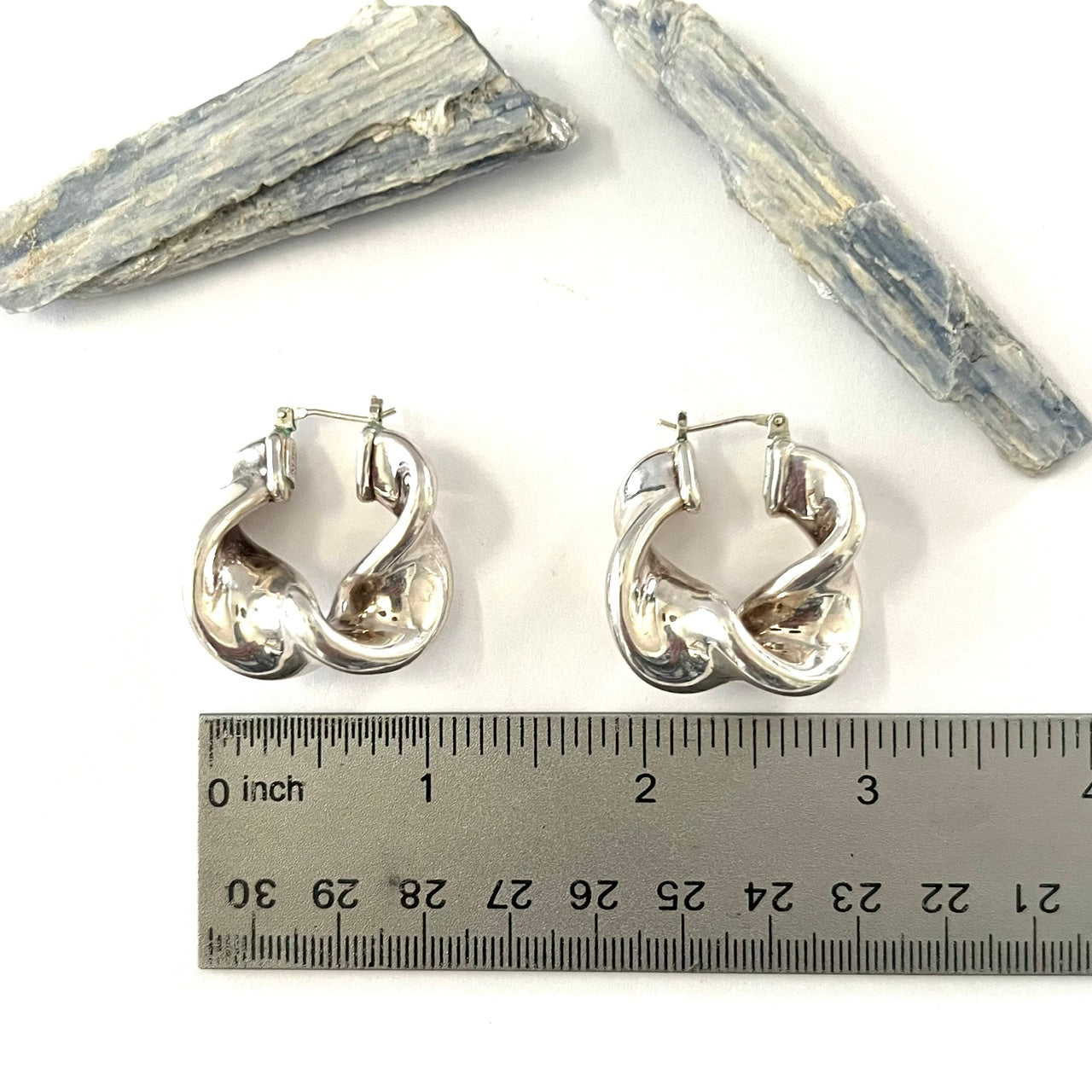 Vintage Chunky Twisty Sterling Silver Post Hoops