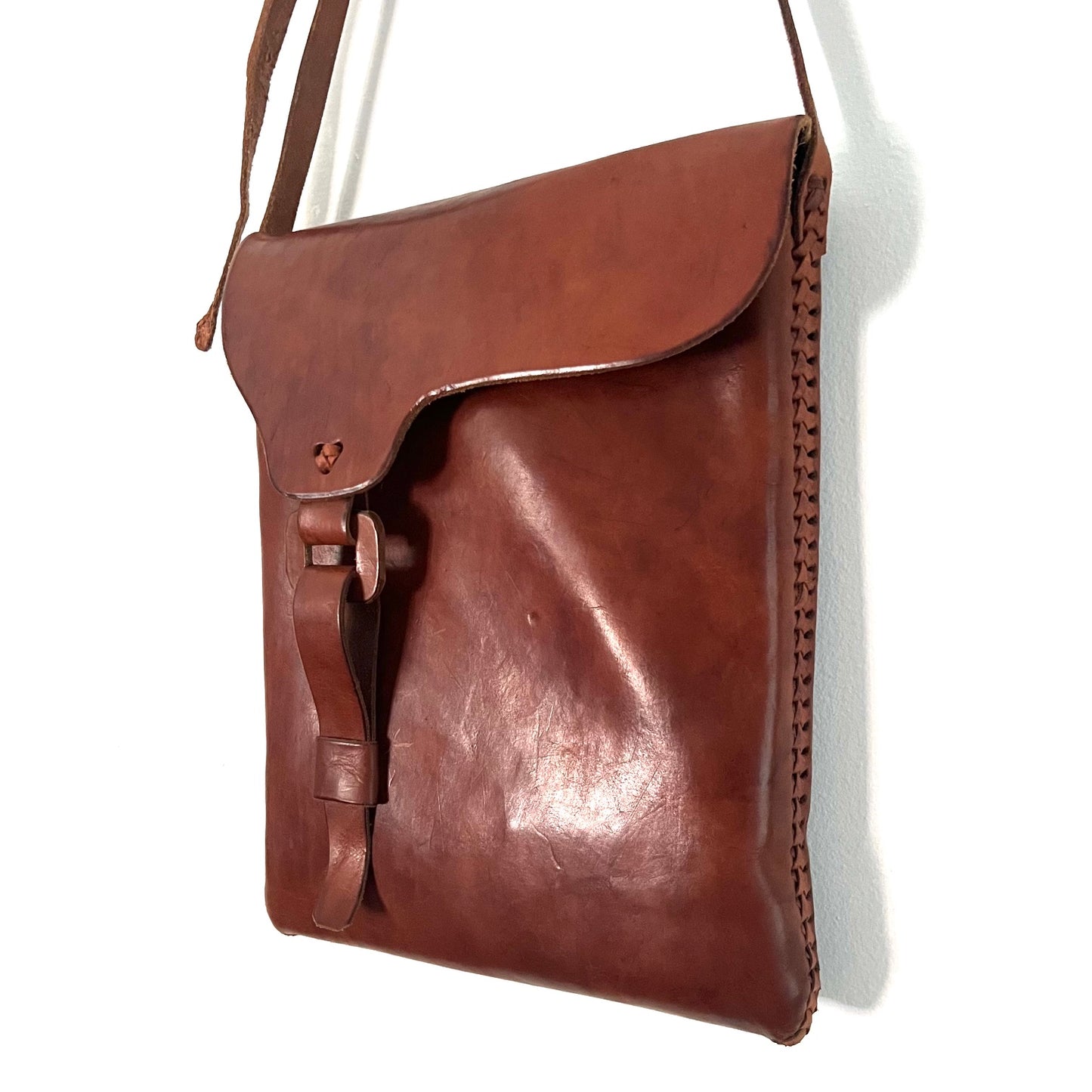 Vintage Brown Leather Messenger Satchel Bag