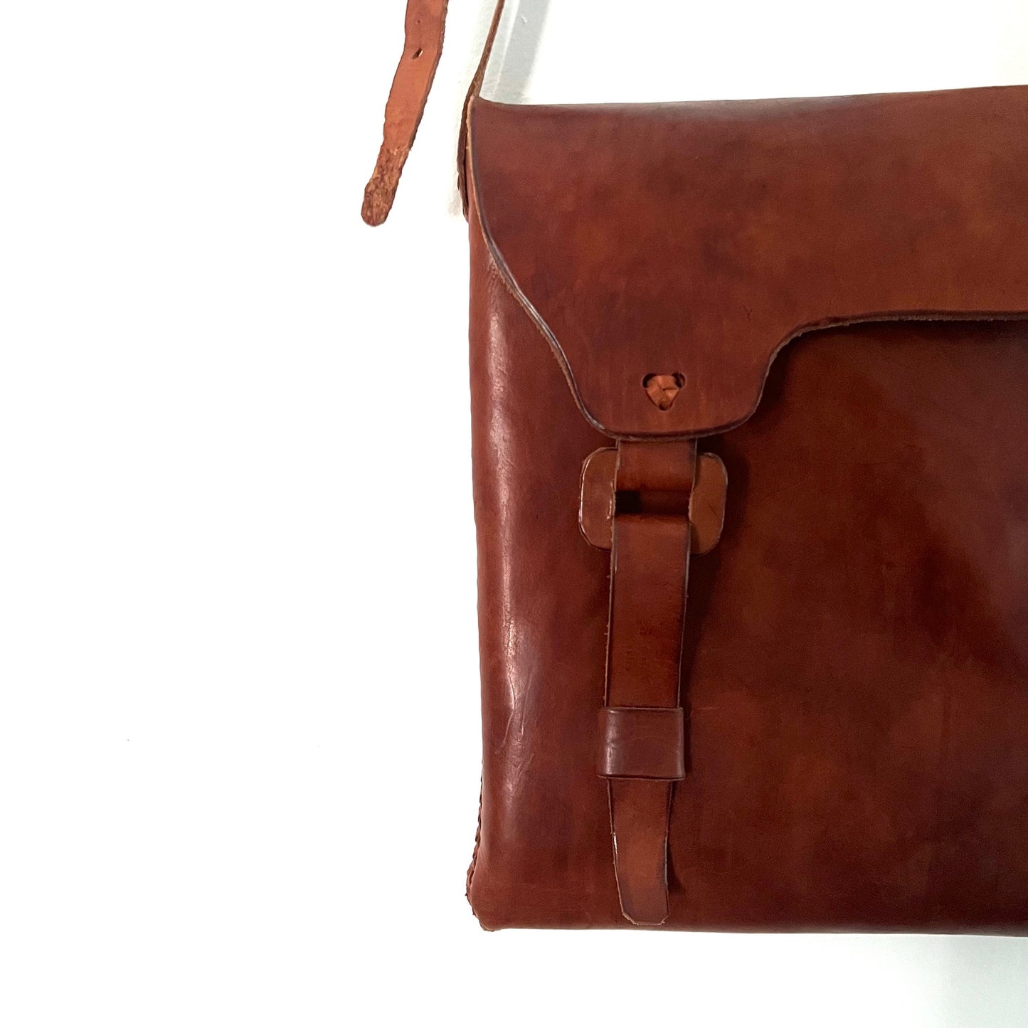 Vintage Brown Leather Messenger Satchel Bag