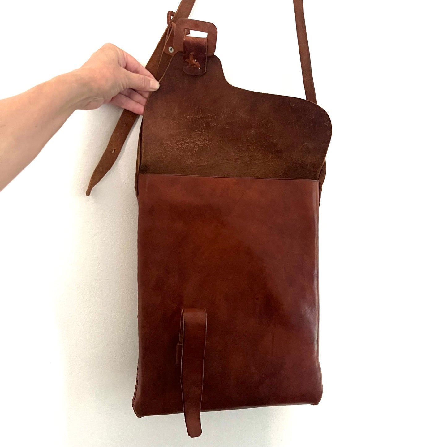 Vintage Brown Leather Messenger Satchel Bag