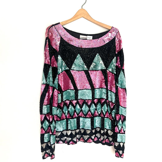 Colorful Geometric Vintage Sequin Top - size M