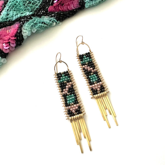 Demimonde Color Block Tapestrey Earrings