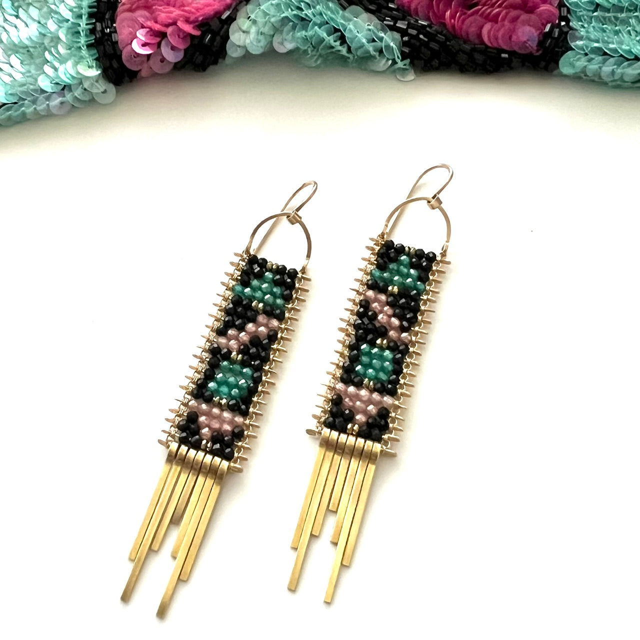Demimonde Color Block Tapestrey Earrings