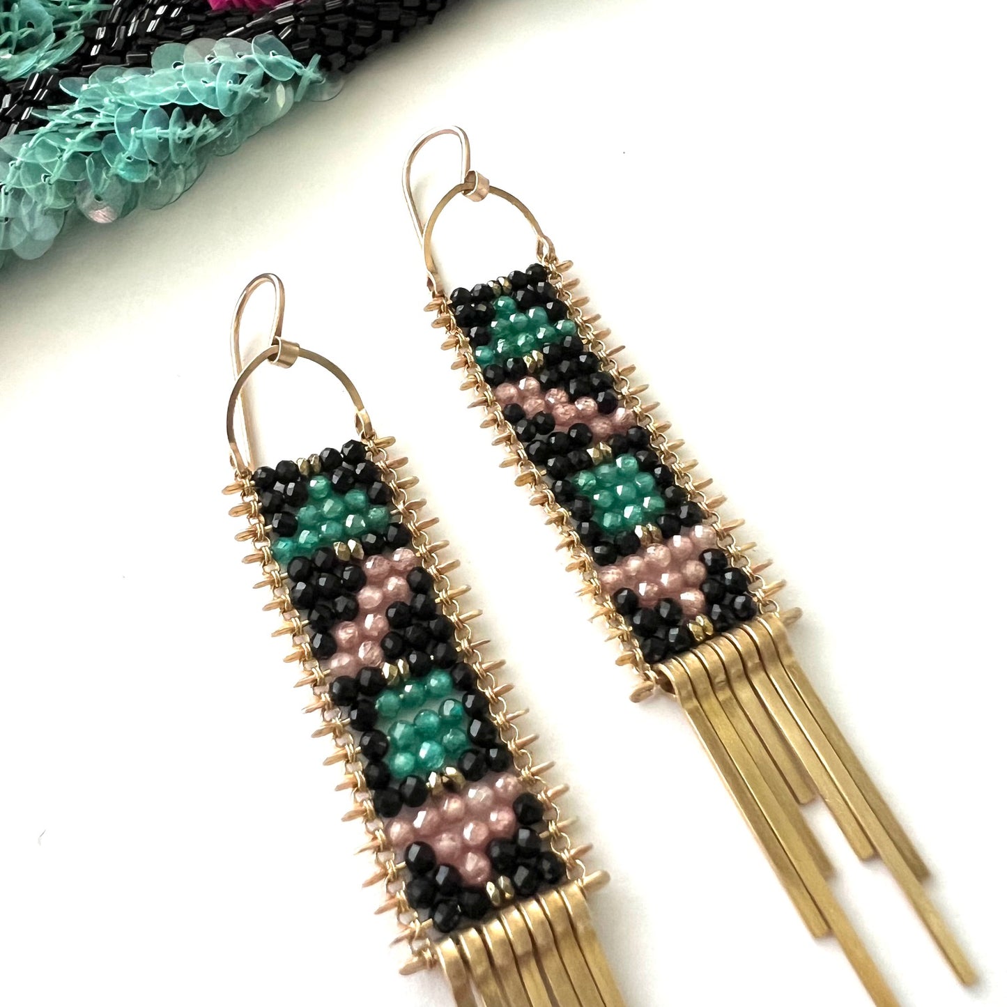 Demimonde Color Block Tapestrey Earrings