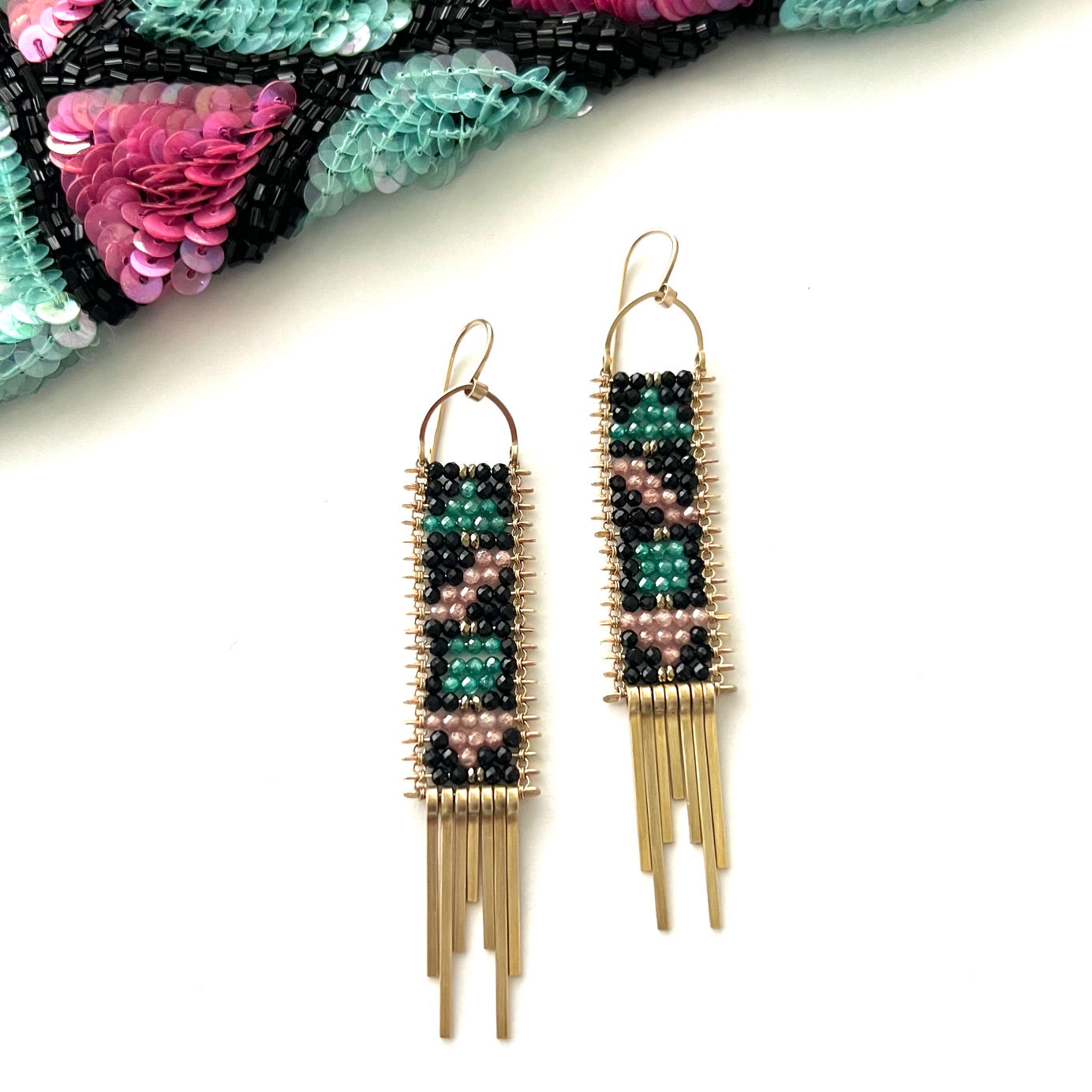 Demimonde Color Block Tapestrey Earrings