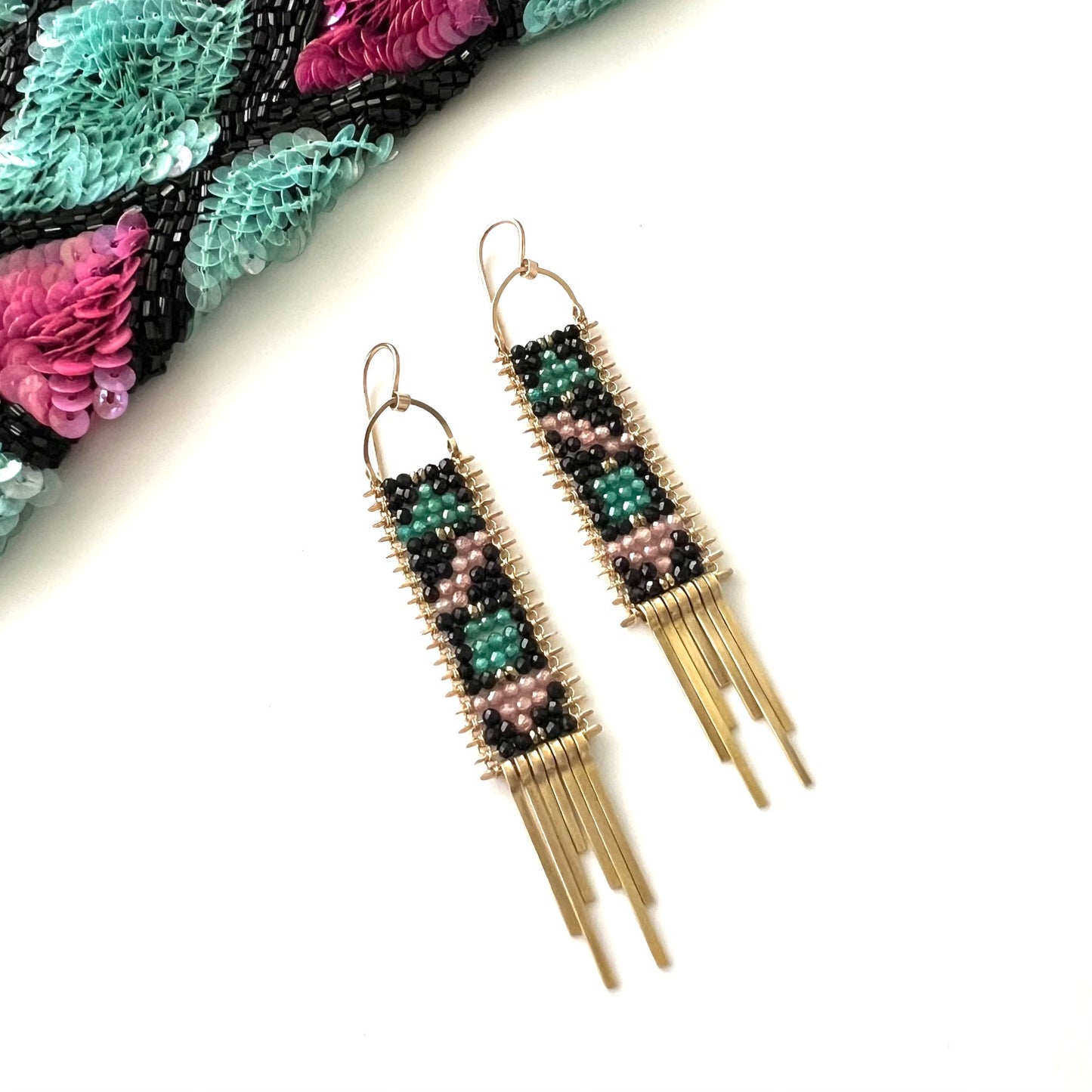 Demimonde Color Block Tapestrey Earrings